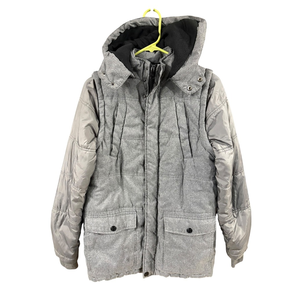 Urban Republic Boys Gray Puffer Jacket Removable Hood Winter Coat Size L 14/16